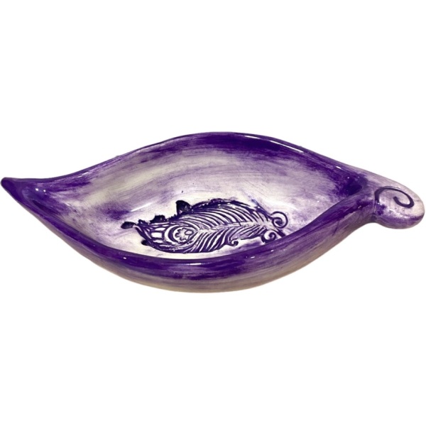 Purple Feather Smudging Dish